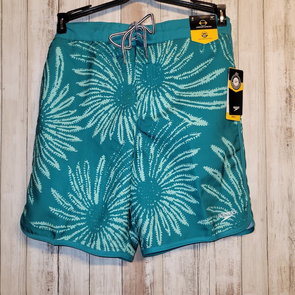 NEW MENS GREEN SPEEDO  COMFORT STRETCH SWIM TRUNKS SHORTS‎ SIZE S